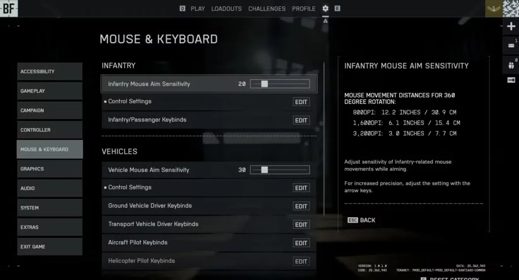 Mouse & Keyboard Settings: PC Master Race Edition in Battlefield 6