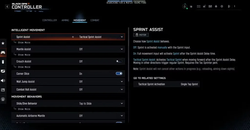 best movement Settings in Call of Duty Black OPS 7
